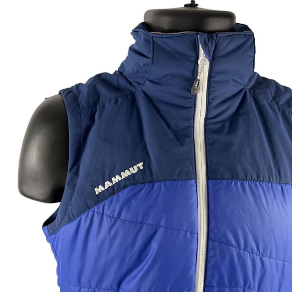 Women’s Mammut Pertex Microlight Zip Blue Hood Ajungilak Vest Jacket Size S - Picture 2 of 9